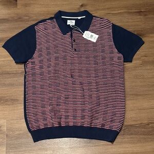 NWT Ben Sherman Men's Mixed Stripe Panel Knit Polo. Size XL